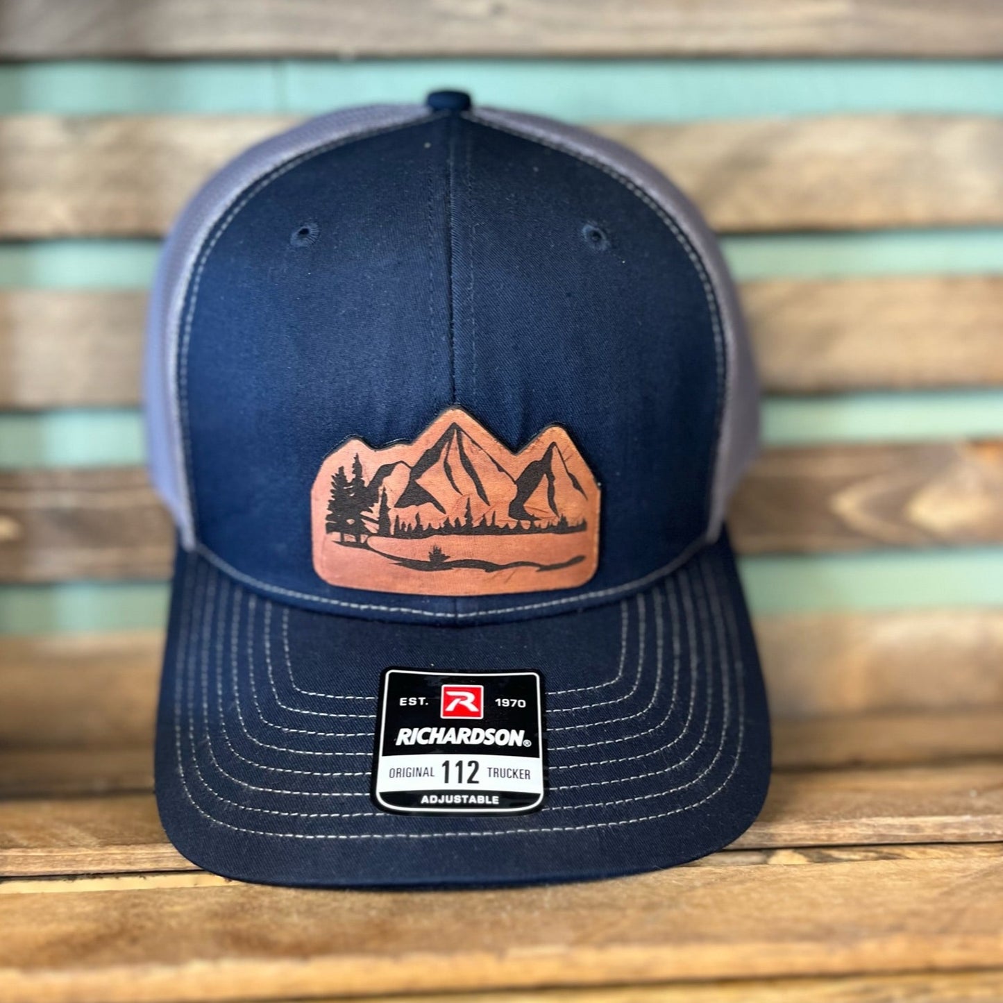 Mountain Range on a Navy/Grey